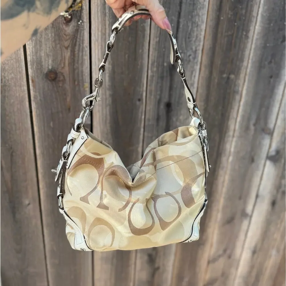 Vintage Y2K Coach Carly Optic Signature Canvas Hobo Bag 11960